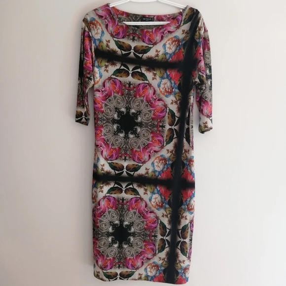 Etro Wool Blend Floral Paisley 3/4 Sleeve Dress 44IT or 8 US Luxury Art to Wear - Picture 4 of 16